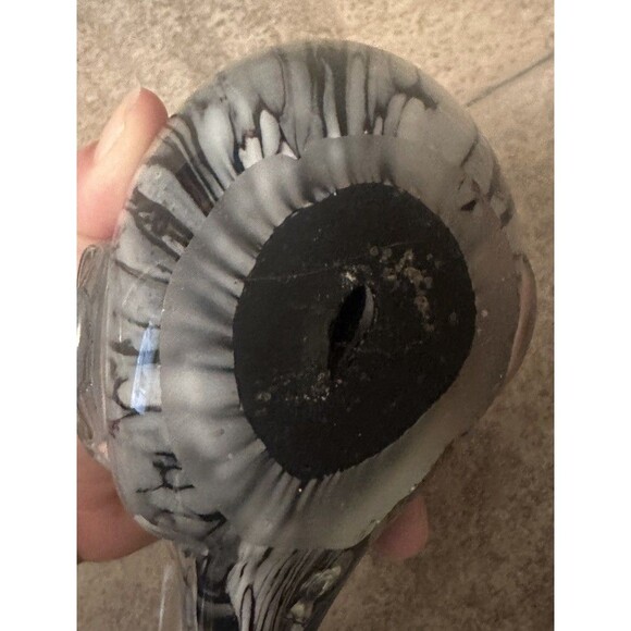 Art Glass Black White Rooster Hand Blown Sculpture Statue 8"h x 7.5"w - Picture 6 of 6